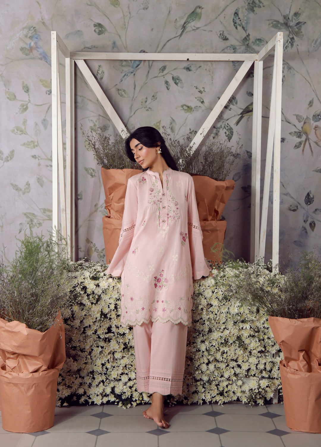 Sahar Women RTW Chikankari Cambric 3 Piece Suit LOTUS BLUSH Festive Collection