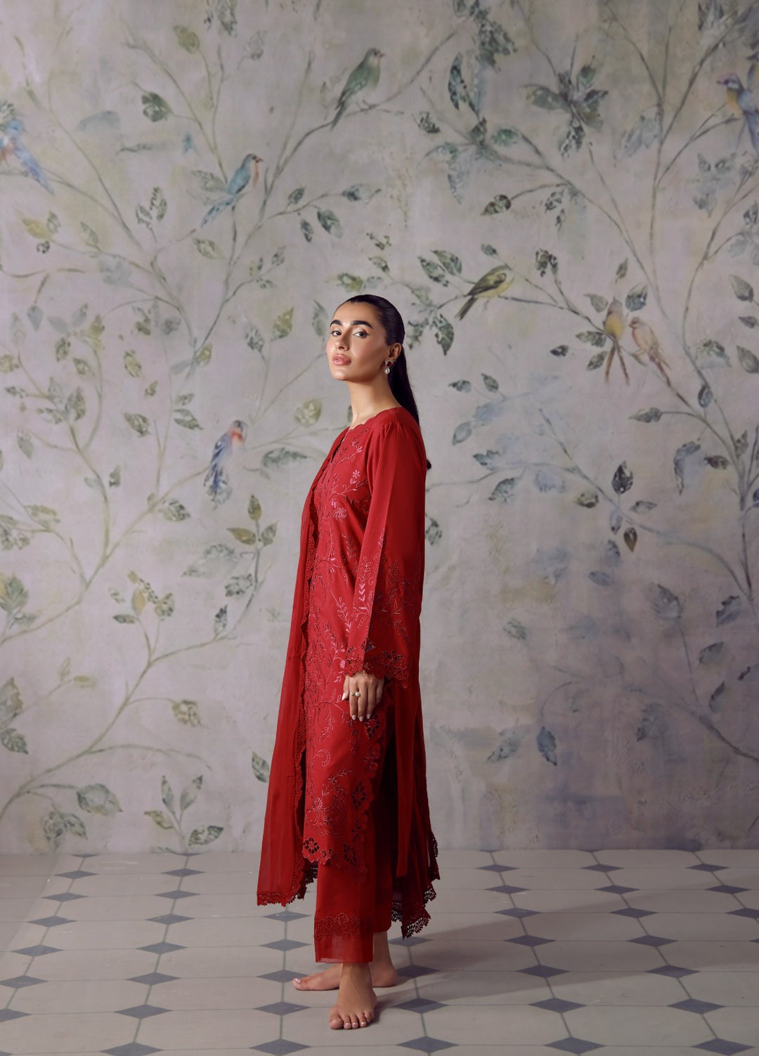 Sahar Women RTW Chikankari Cambric 3 Piece Suit CRIMSON MUSE Festive Collection