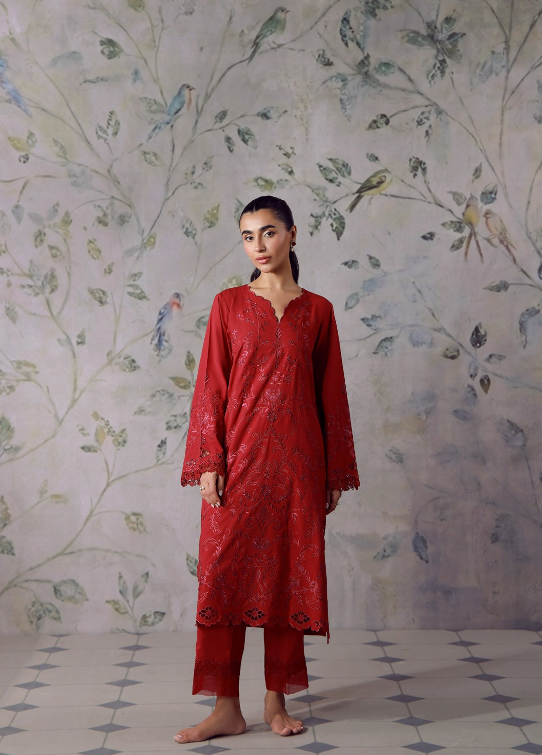 Sahar Women RTW Chikankari Cambric 3 Piece Suit CRIMSON MUSE Festive Collection