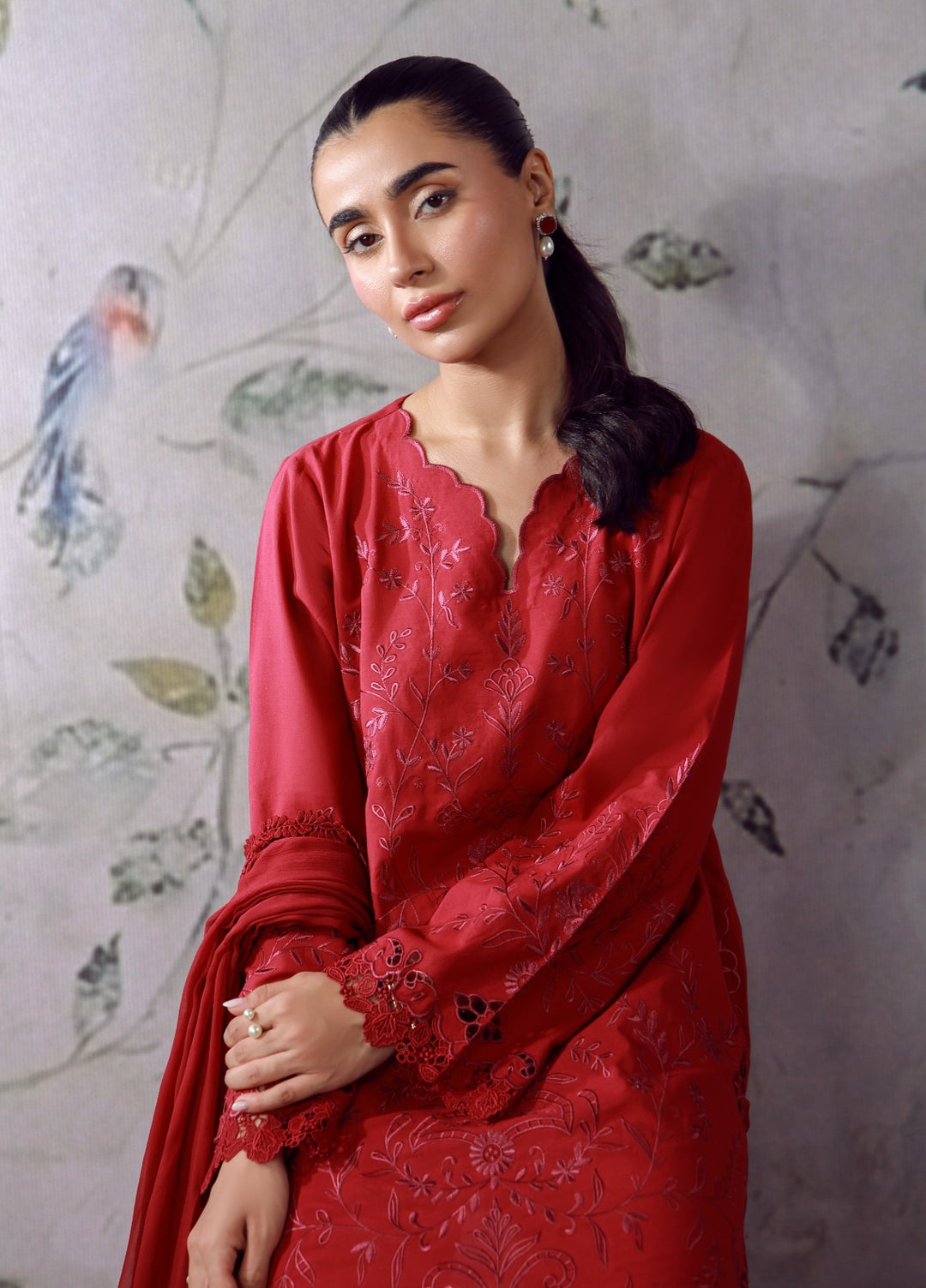 Sahar Women RTW Chikankari Cambric 3 Piece Suit CRIMSON MUSE Festive Collection