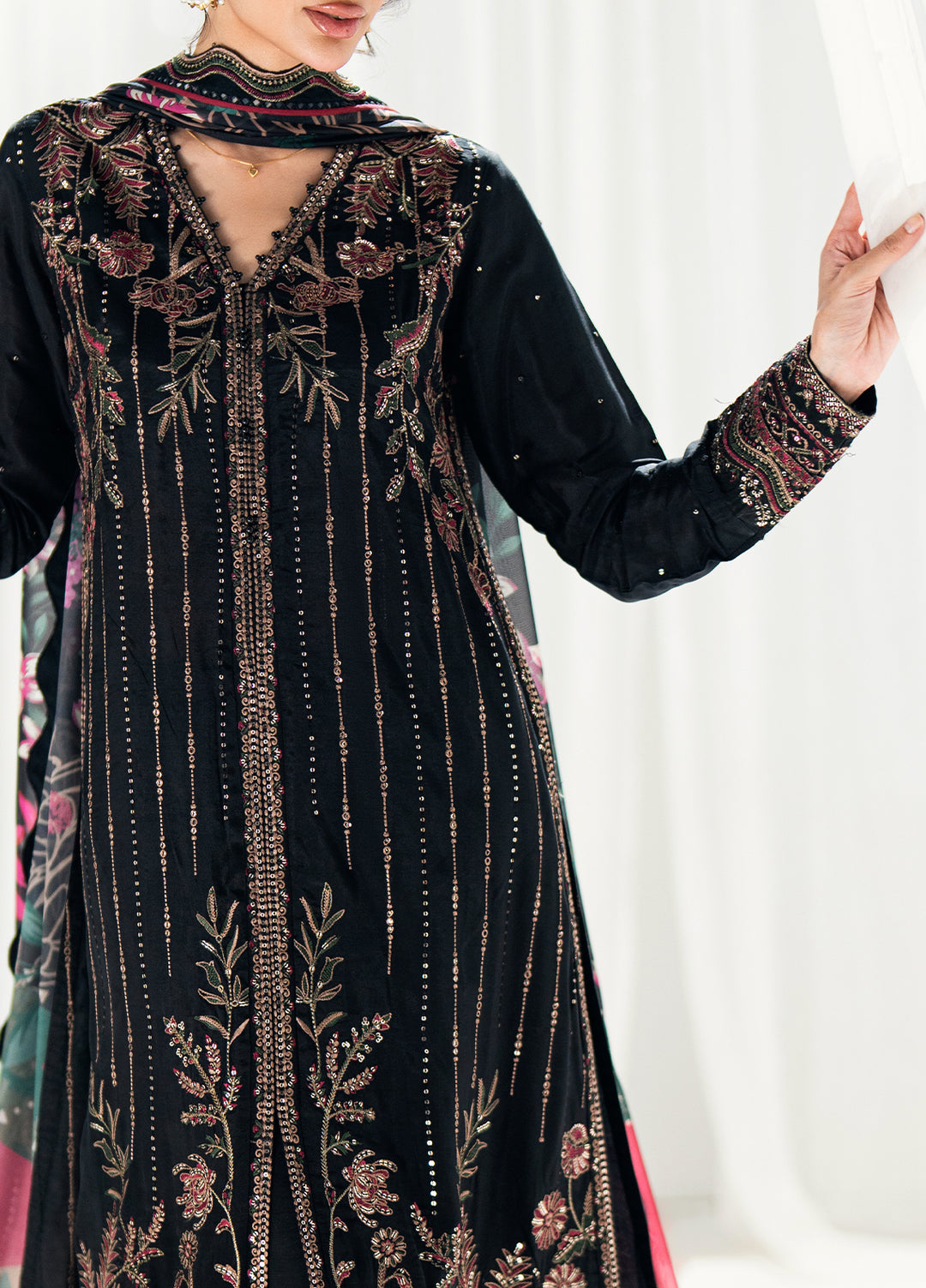Efsun by Sahane Women RTW Embroidered Raw Silk 3 Piece Suit FP8803 Efsun Festive Collection