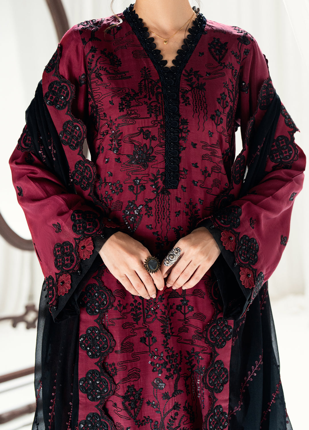 Efsun by Sahane Women RTW Embroidered Raw Silk 3 Piece Suit FP8806 Neva Festive Collection
