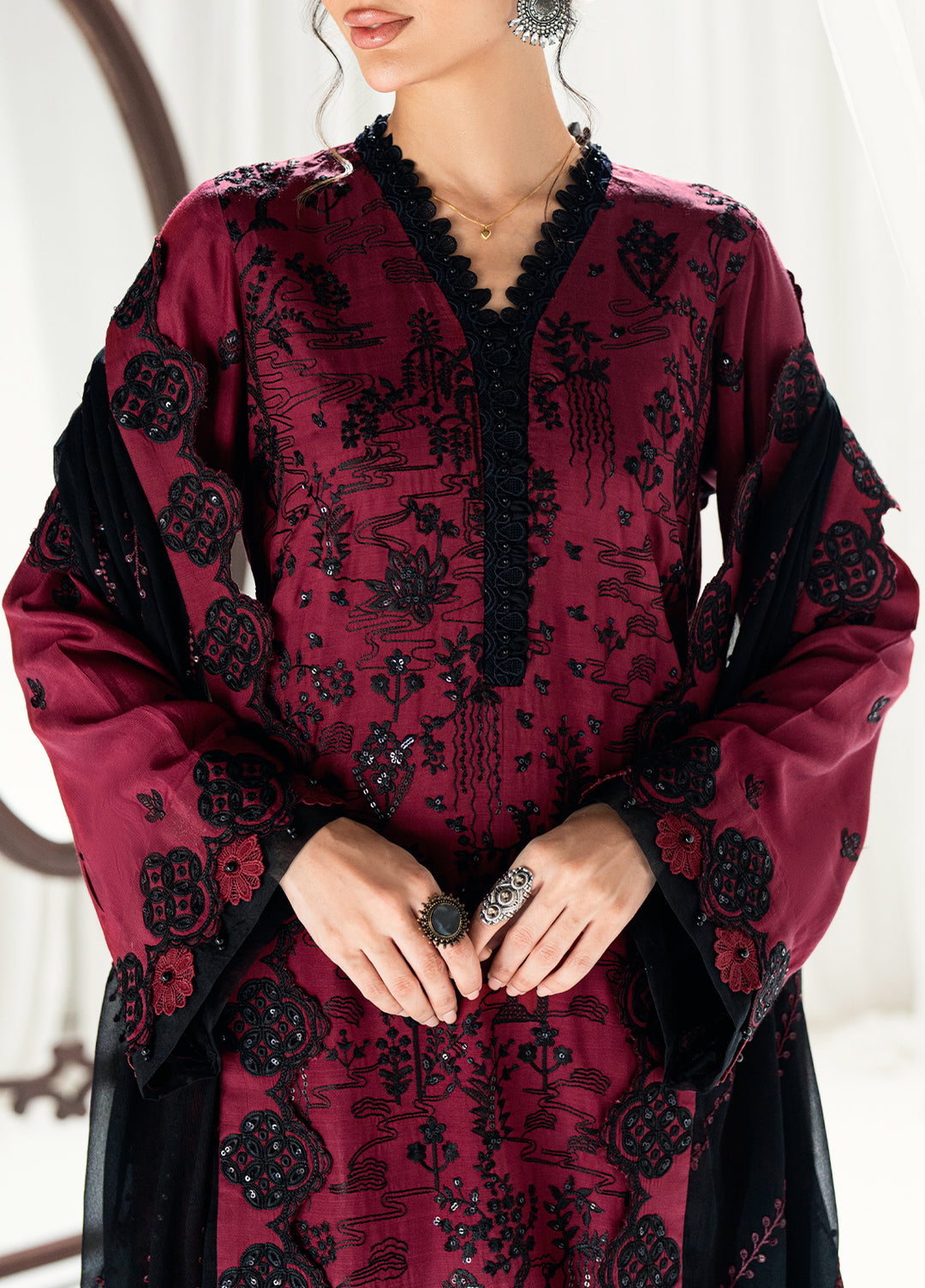 Efsun by Sahane Women RTW Embroidered Raw Silk 3 Piece Suit FP8806 Neva Festive Collection