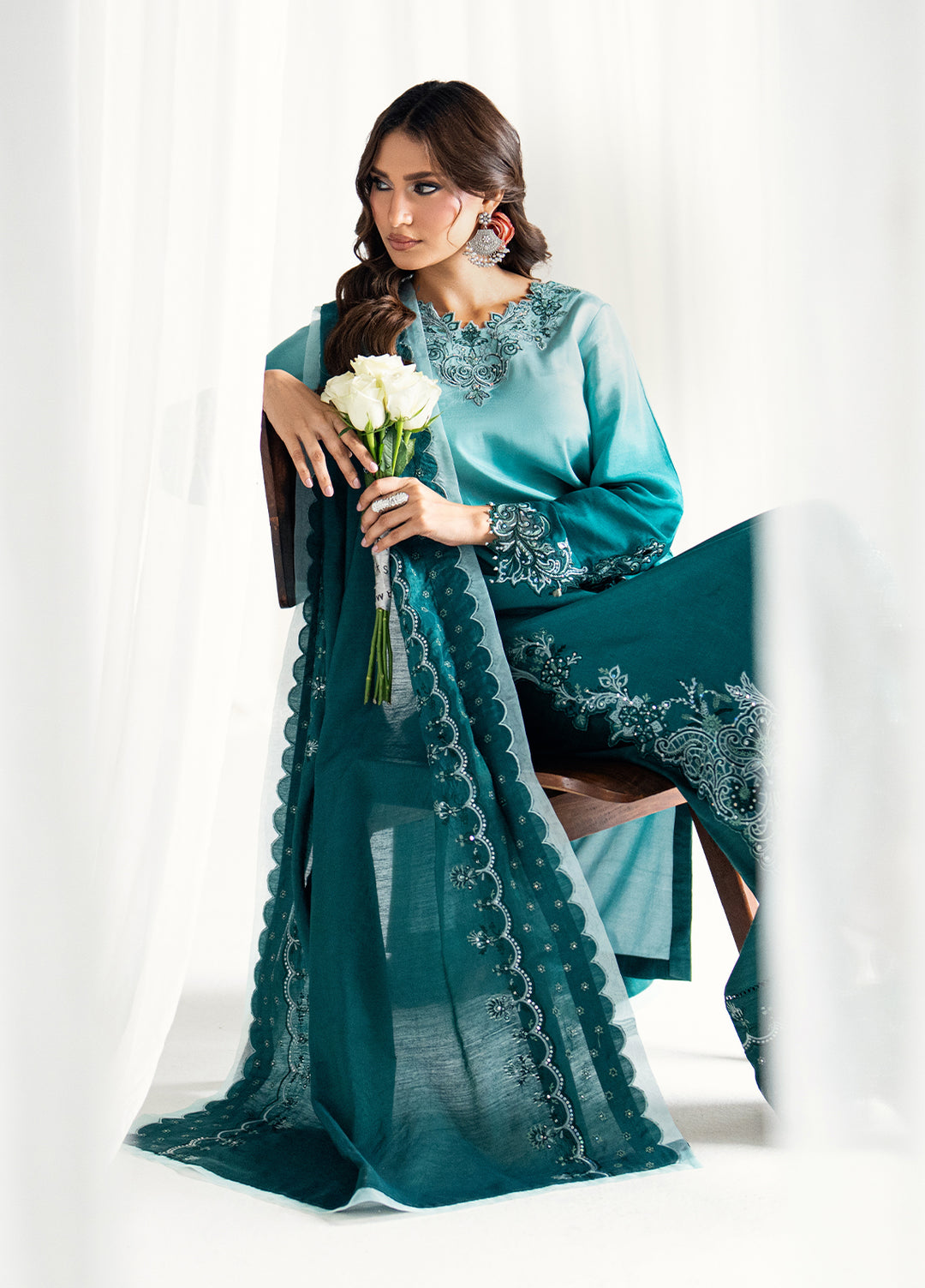 Efsun by Sahane Women RTW Embroidered Sheesh Silk 3 Piece Suit FP8808 Elysian Festive Collection