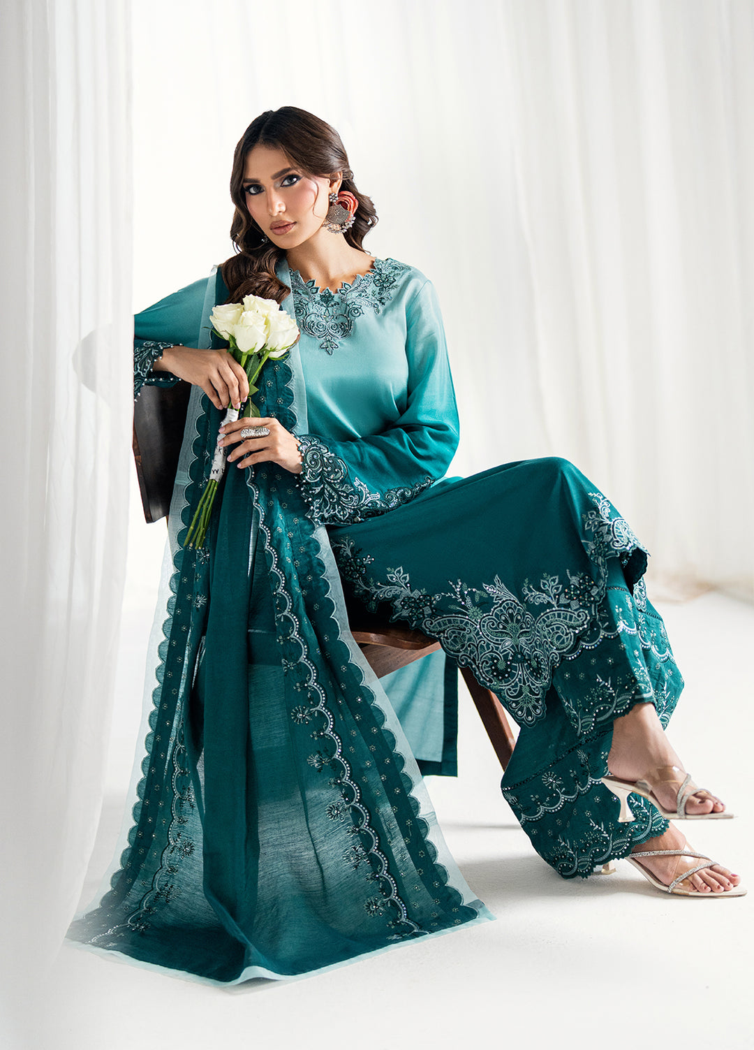Efsun by Sahane Women RTW Embroidered Sheesh Silk 3 Piece Suit FP8808 Elysian Festive Collection