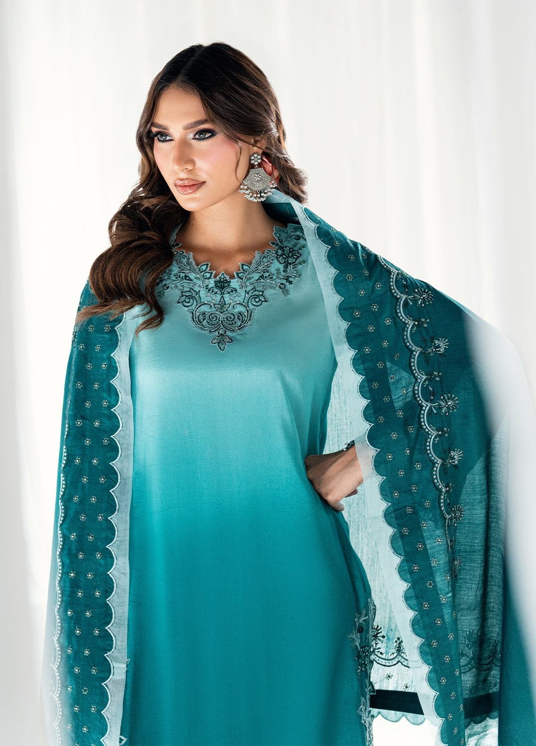 Efsun by Sahane Women RTW Embroidered Sheesh Silk 3 Piece Suit FP8808 Elysian Festive Collection