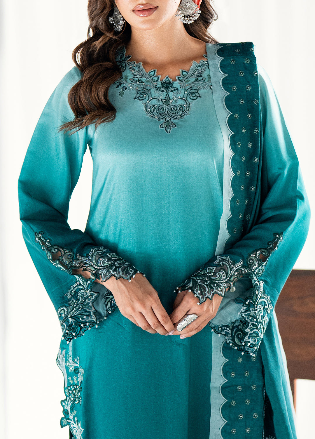 Efsun by Sahane Women RTW Embroidered Sheesh Silk 3 Piece Suit FP8808 Elysian Festive Collection