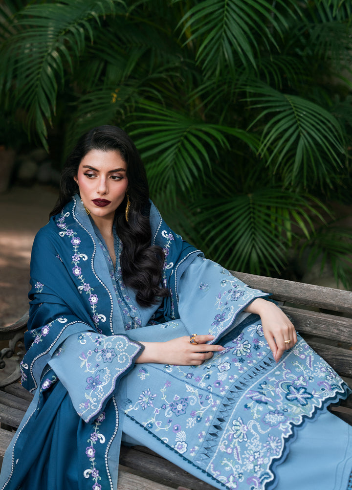 Khizaan by Sahane Unstitched Embroidered Cross Hatch 3 Piece Suit Lilith Winter Collection