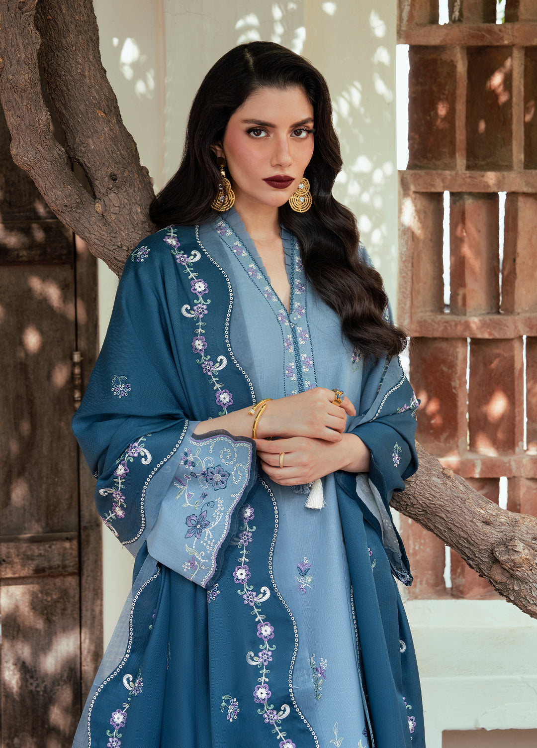 Khizaan by Sahane Unstitched Embroidered Cross Hatch 3 Piece Suit Lilith Winter Collection