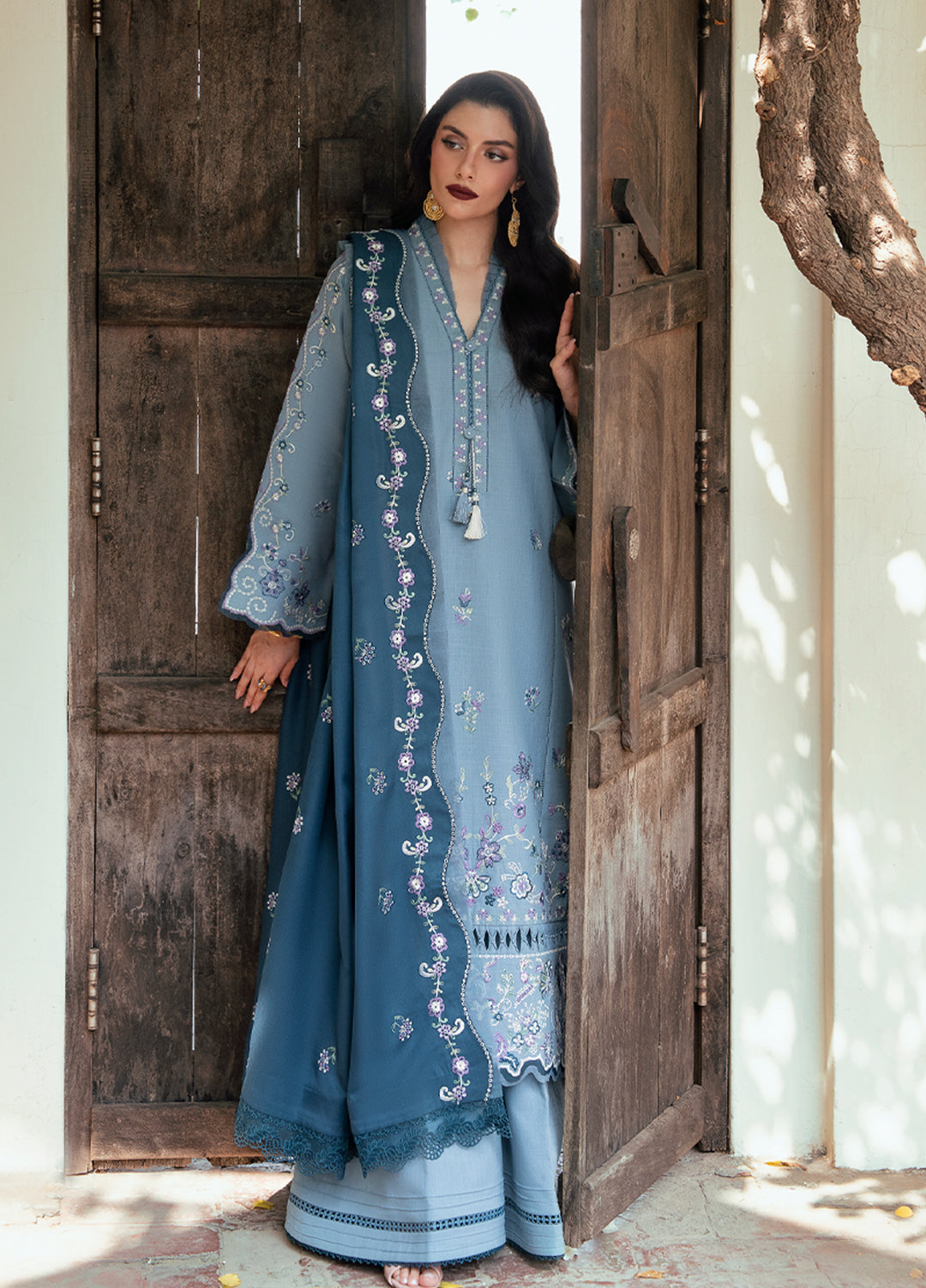 Khizaan by Sahane Unstitched Embroidered Cross Hatch 3 Piece Suit Lilith Winter Collection