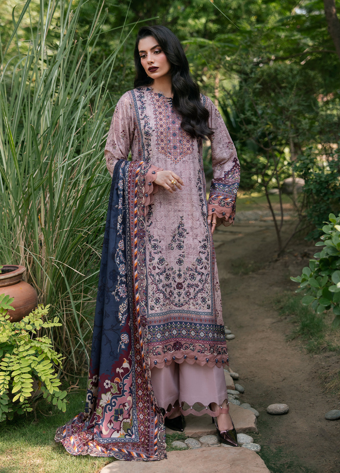 Khizaan by Sahane Unstitched Printed Cotton Viscose 3 Piece Suit Zoe Winter Collection