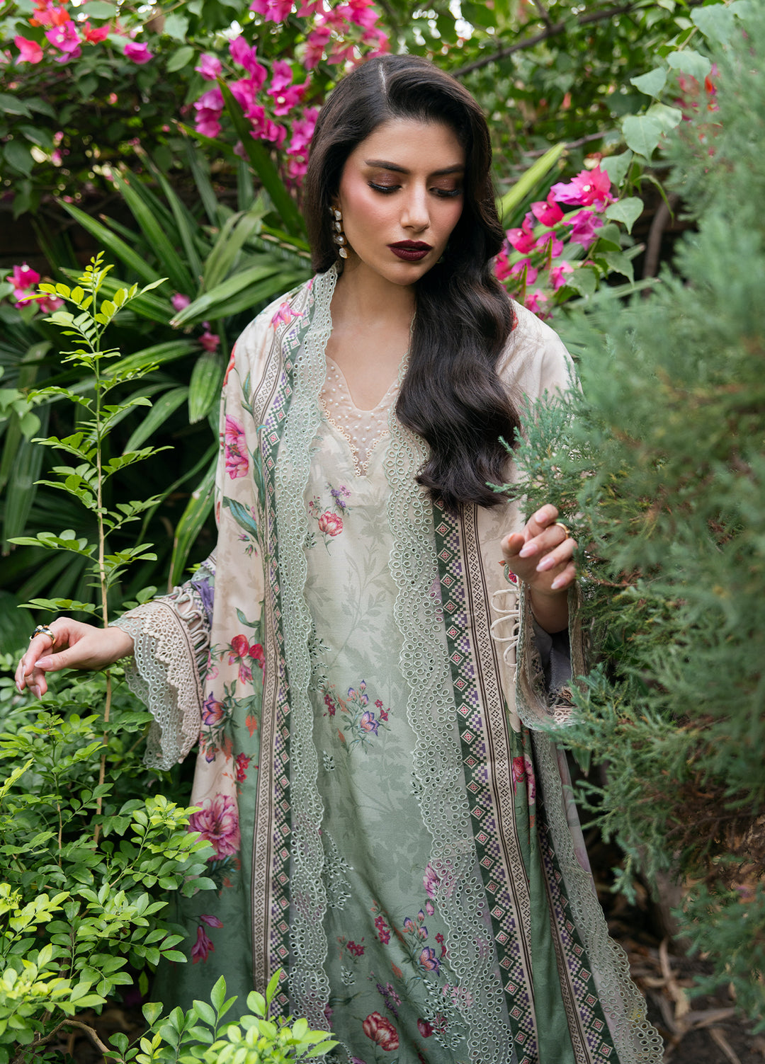 Khizaan by Sahane Unstitched Printed Cotton Viscose 3 Piece Suit Rosemary Winter Collection