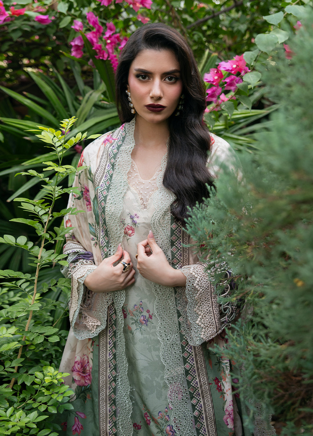 Khizaan by Sahane Unstitched Printed Cotton Viscose 3 Piece Suit Rosemary Winter Collection