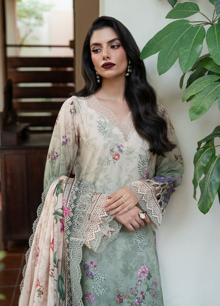 Khizaan by Sahane Unstitched Printed Cotton Viscose 3 Piece Suit Rosemary Winter Collection