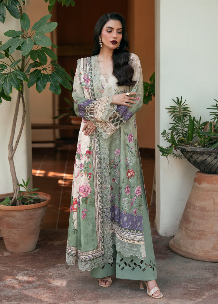 Khizaan by Sahane Unstitched Printed Cotton Viscose 3 Piece Suit Rosemary Winter Collection
