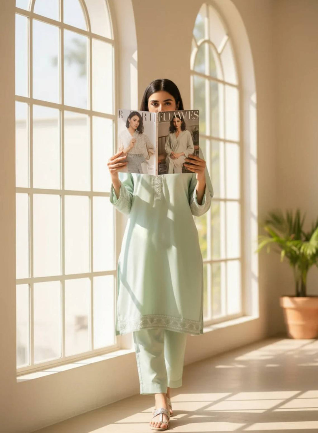 Ayla Studio Pret Embroidered Wash N Wear 2 Piece Suit Hareem