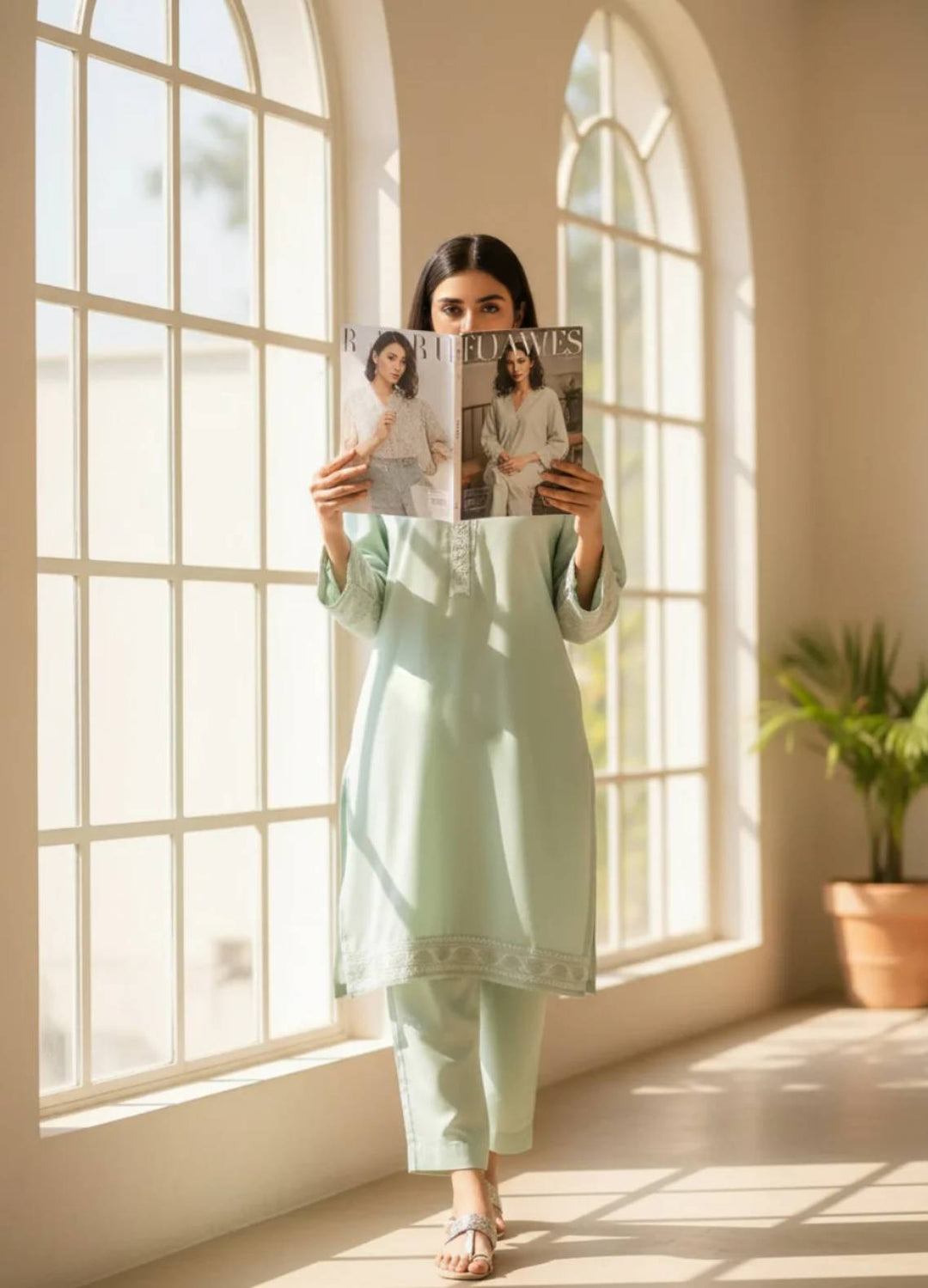 Ayla Studio Pret Embroidered Wash N Wear 2 Piece Suit Hareem