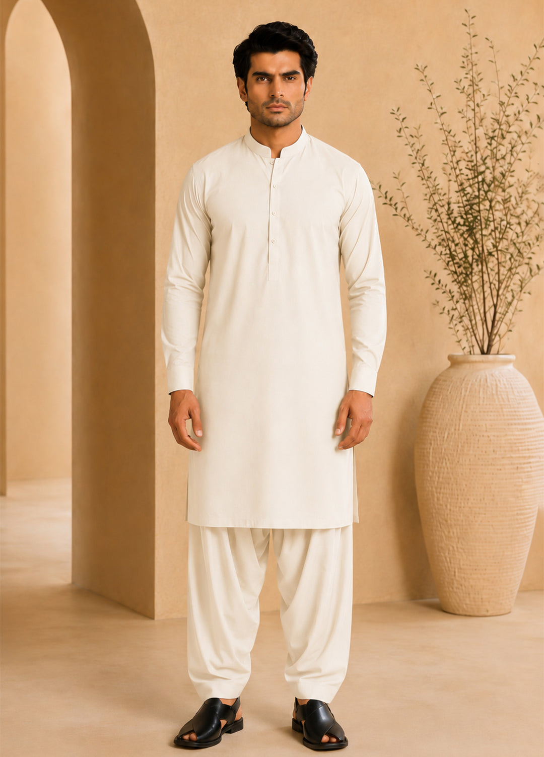Mazham Pret Plain Blended Kurta-Shalwar OWBKS-S-M