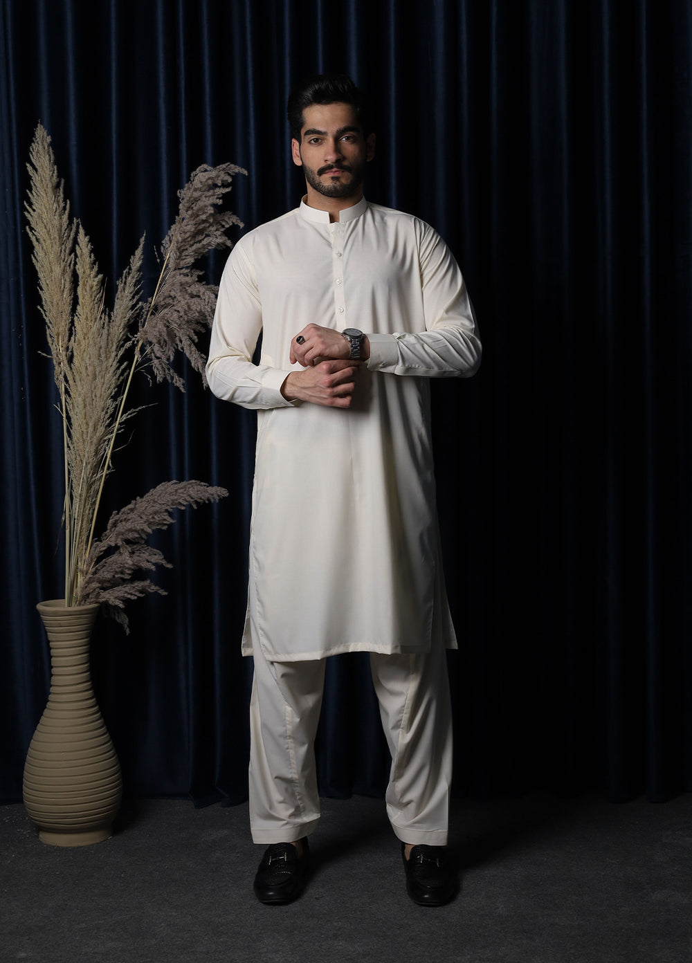 Mazham Pret Plain Blended Kurta-Shalwar BBKT-S-M