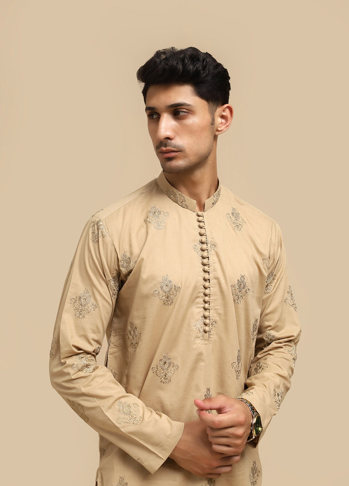 Mazham Pret Embroidered Cotton Kurta Pajama ISCEKT-MED1111