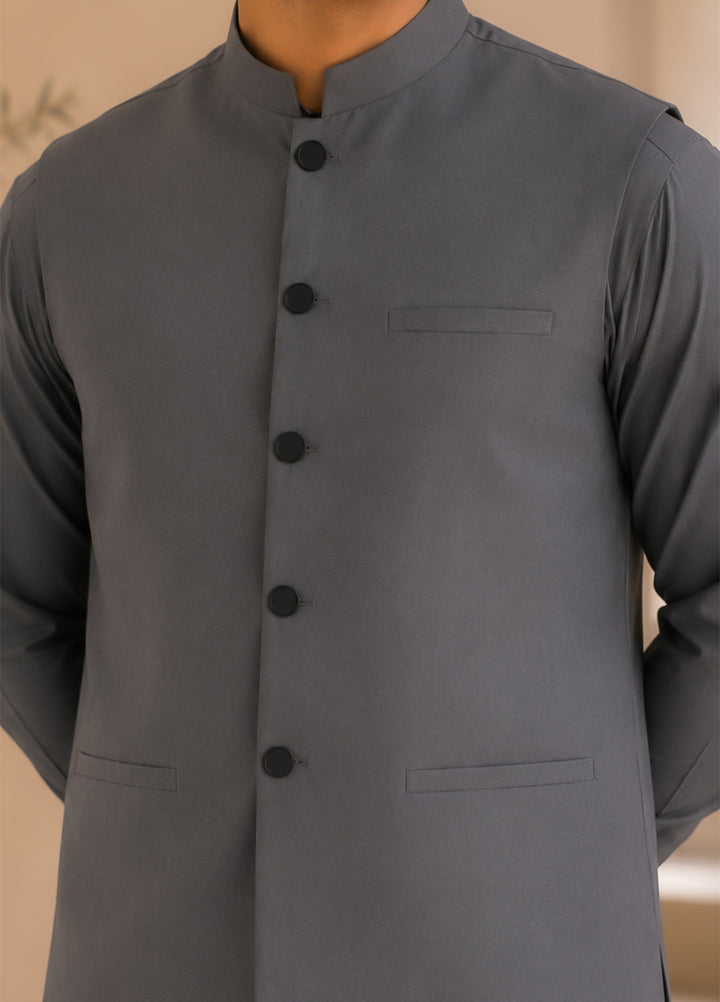 Gray Kurta Shalwar with Waistcoat