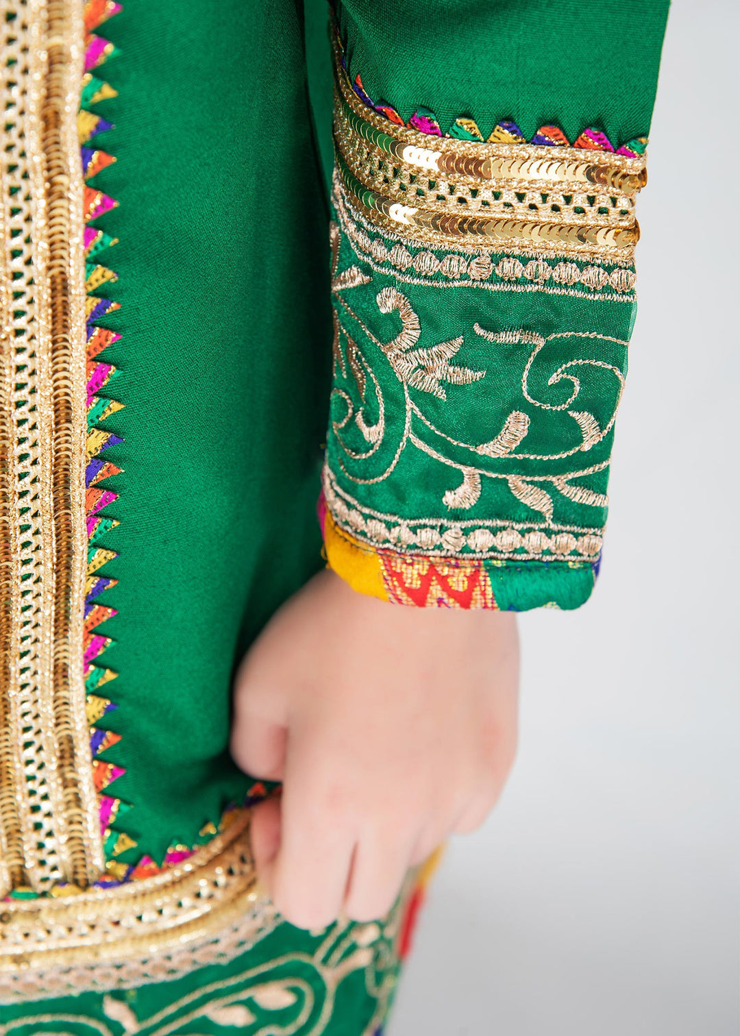 Modest Pret Emblished Raw Silk 3 Piece Suit Mah e Noor Green