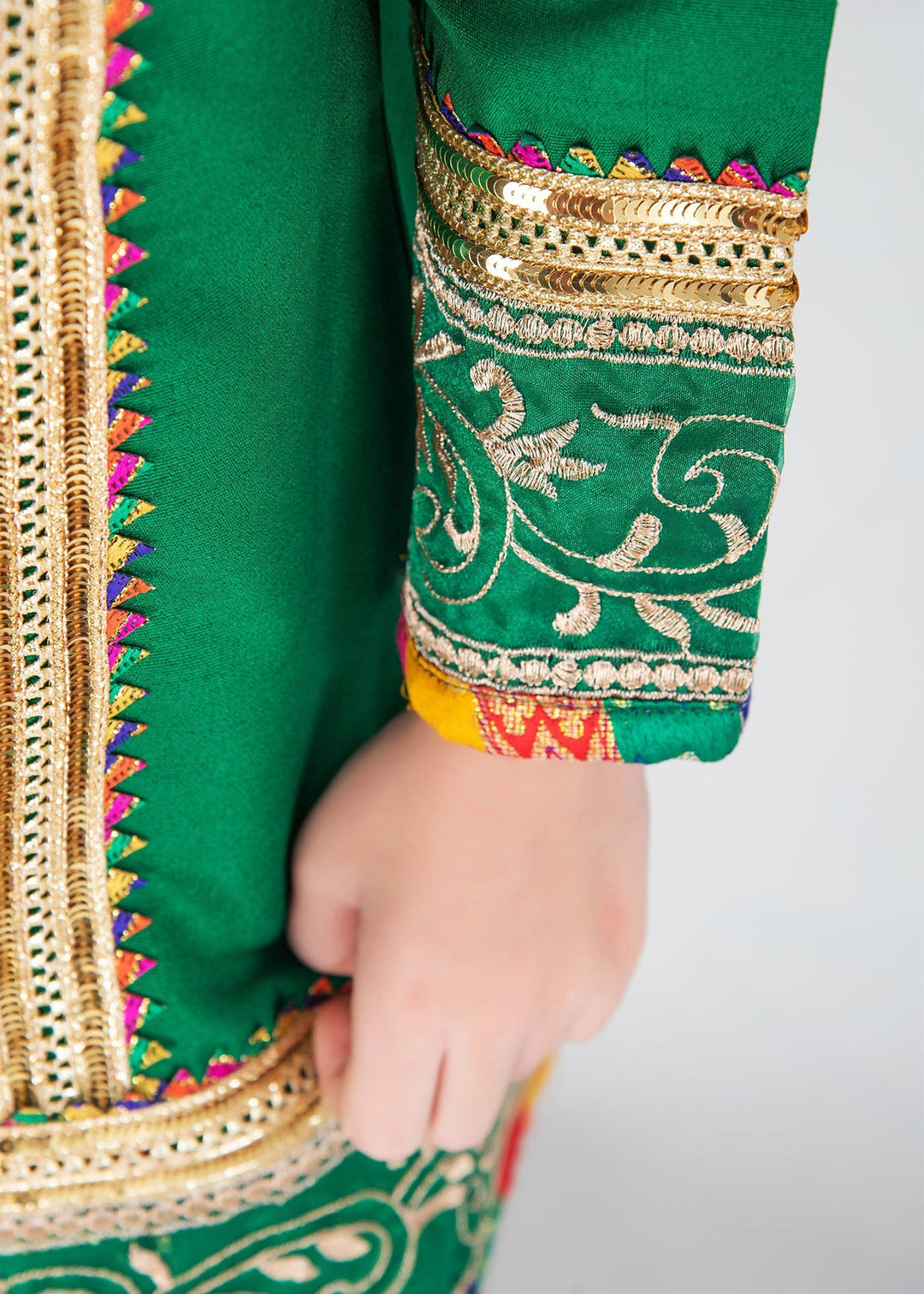 Modest Pret Emblished Raw Silk 3 Piece Suit Mah e Noor Green