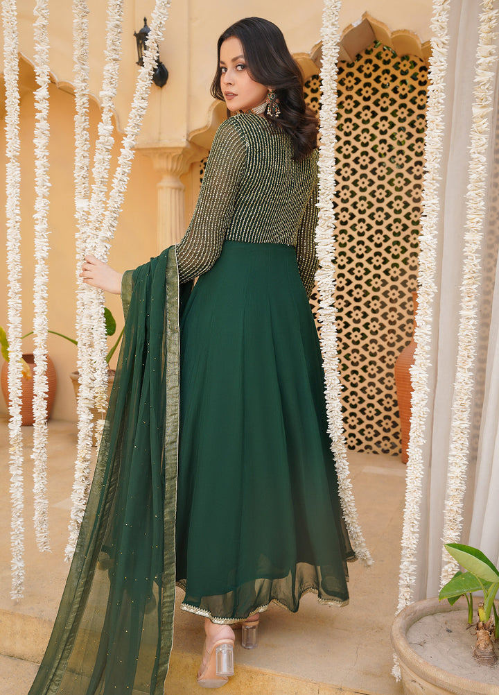 Haniya Mahnoor Pret Embroidered Chiffon 2 Piece Green Orchard