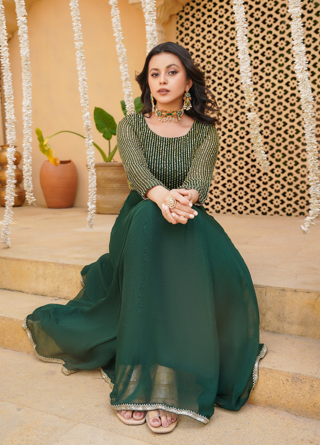 Haniya Mahnoor Pret Embroidered Chiffon 2 Piece Green Orchard