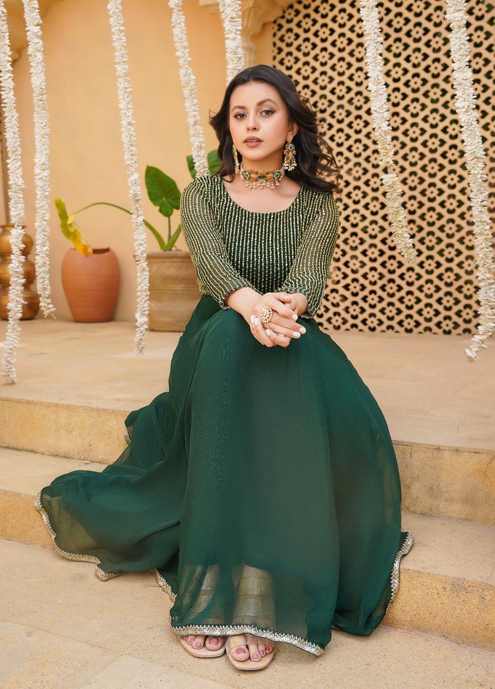 Haniya Mahnoor Pret Embroidered Chiffon 2 Piece Green Orchard