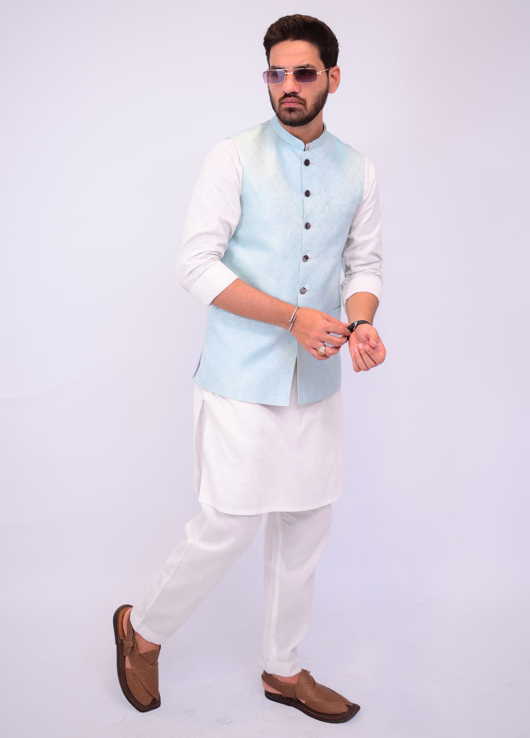 Sky Blue with Silver Atlus Waistcoat