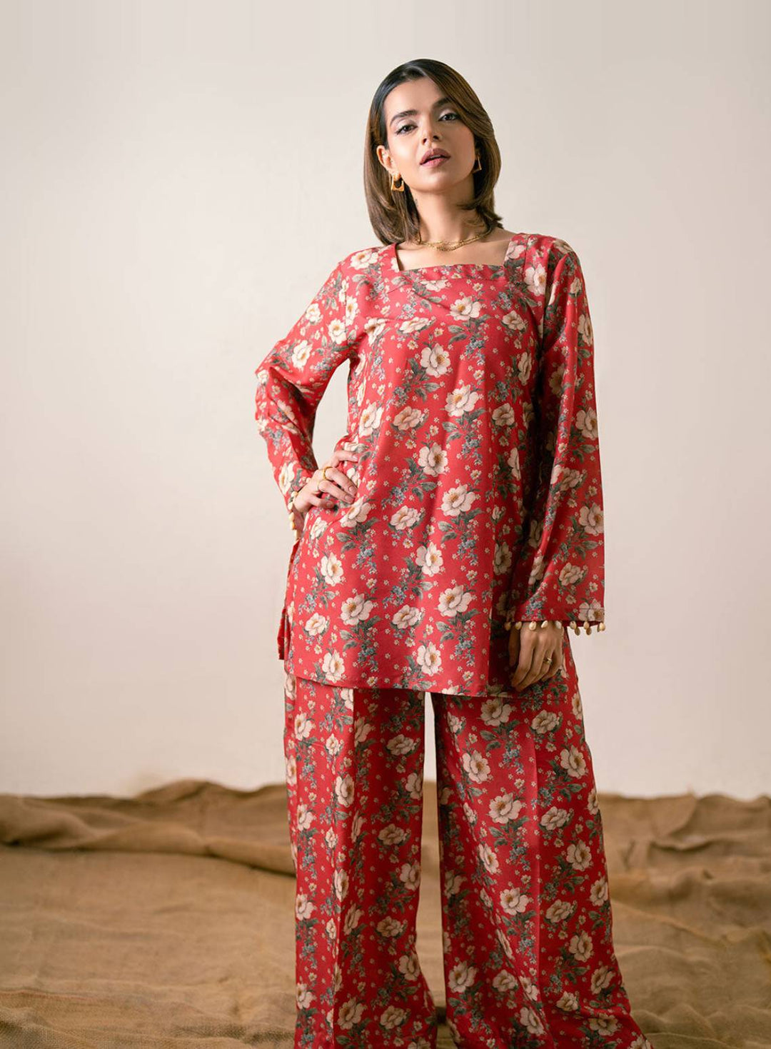 Ayla Studio Pret Printed Poly Viscose 2 Piece Suit PES240116 Golden Spice