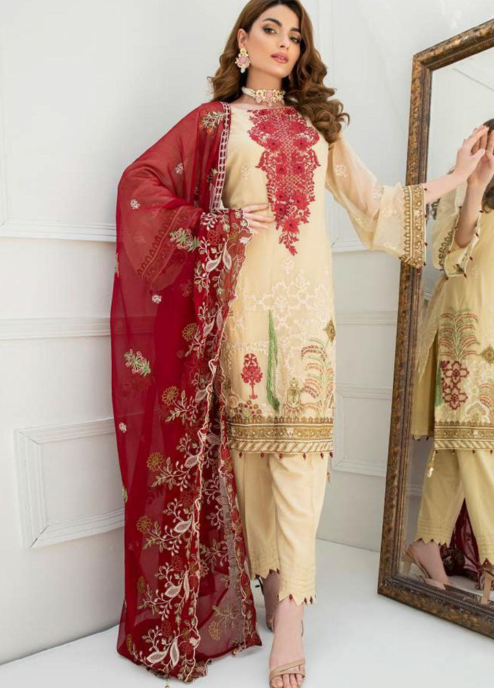 Pulchi by Qasimi Embroidered Chiffon Suits Unstitched 3 Piece QM21PL UNPL-08 - Formals Collection