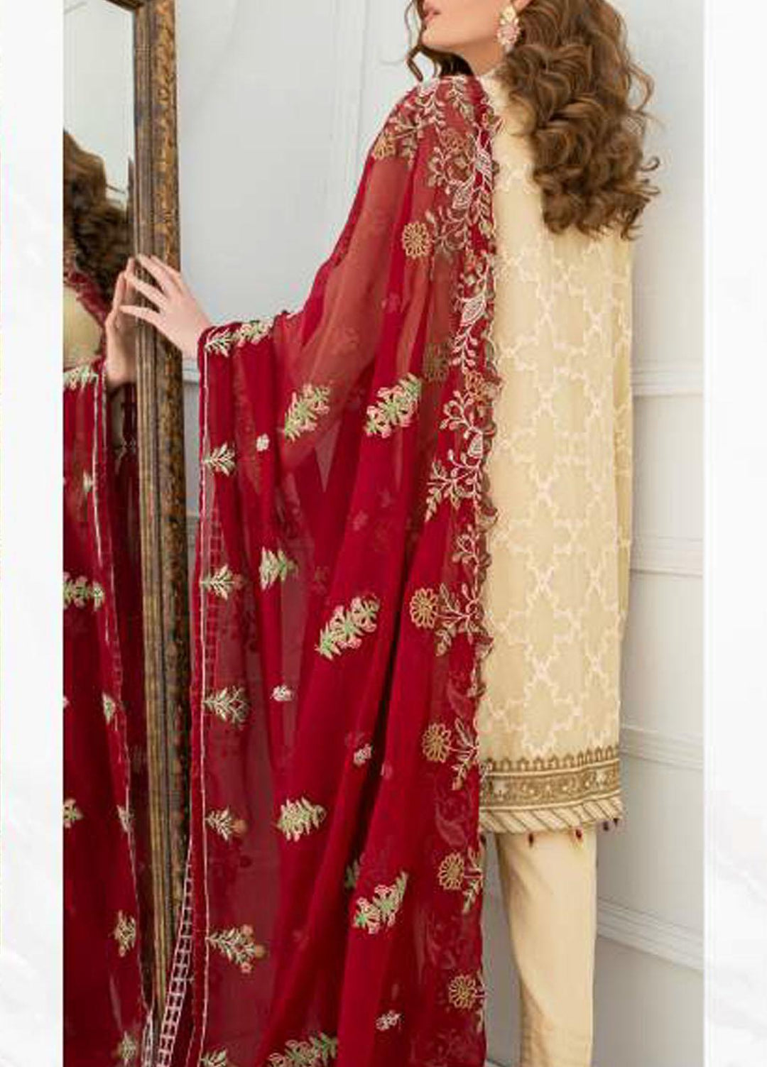 Pulchi by Qasimi Embroidered Chiffon Suits Unstitched 3 Piece QM21PL UNPL-08 - Formals Collection