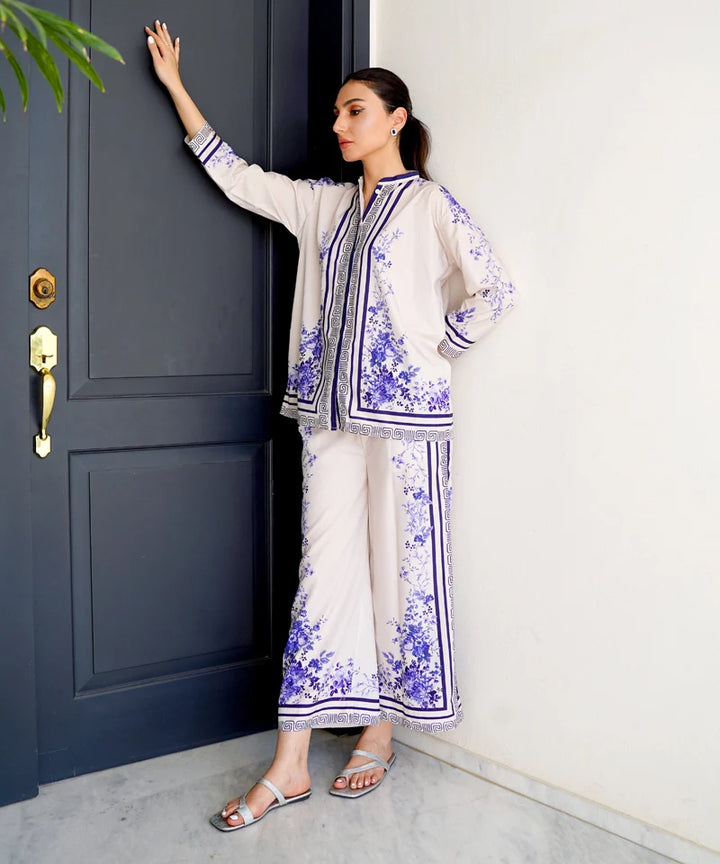 Dhaga Women Pret Printed 2 Piece Soft Crepe Cyan DHLR22 - Summer Collection