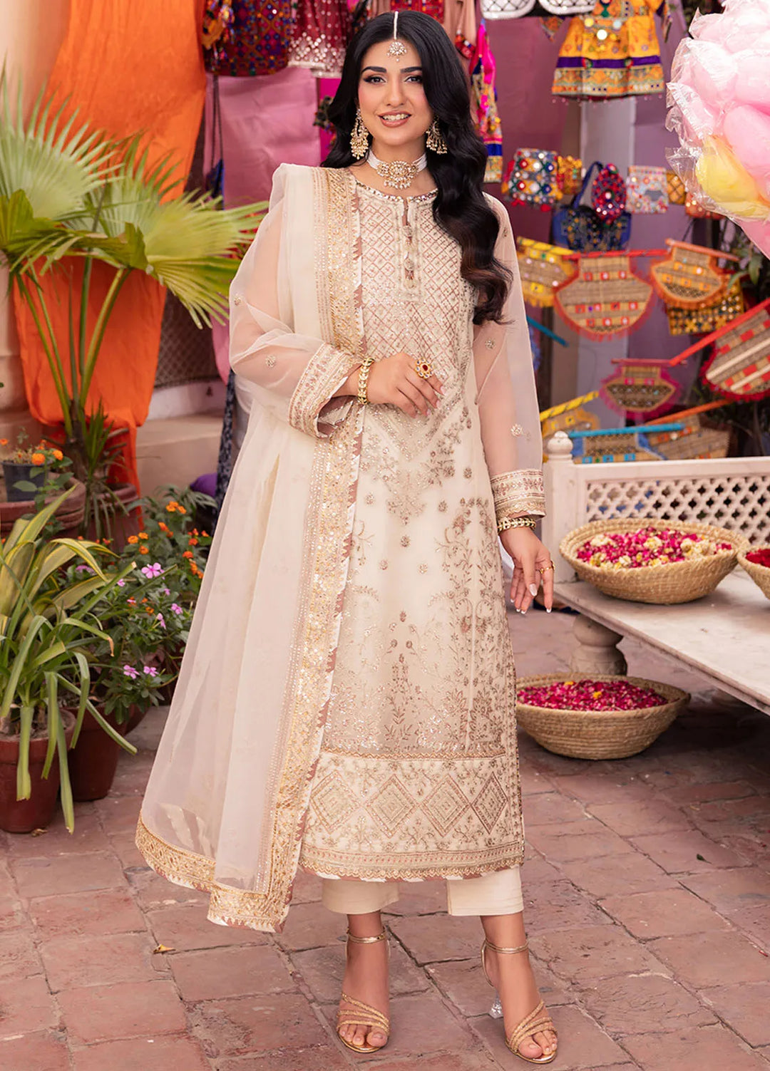 Pyaar Diyan Gallan By Asim Jofa Embroidered Organza Suit Unstitched 3 Piece AJEM-11 - Festive Collection