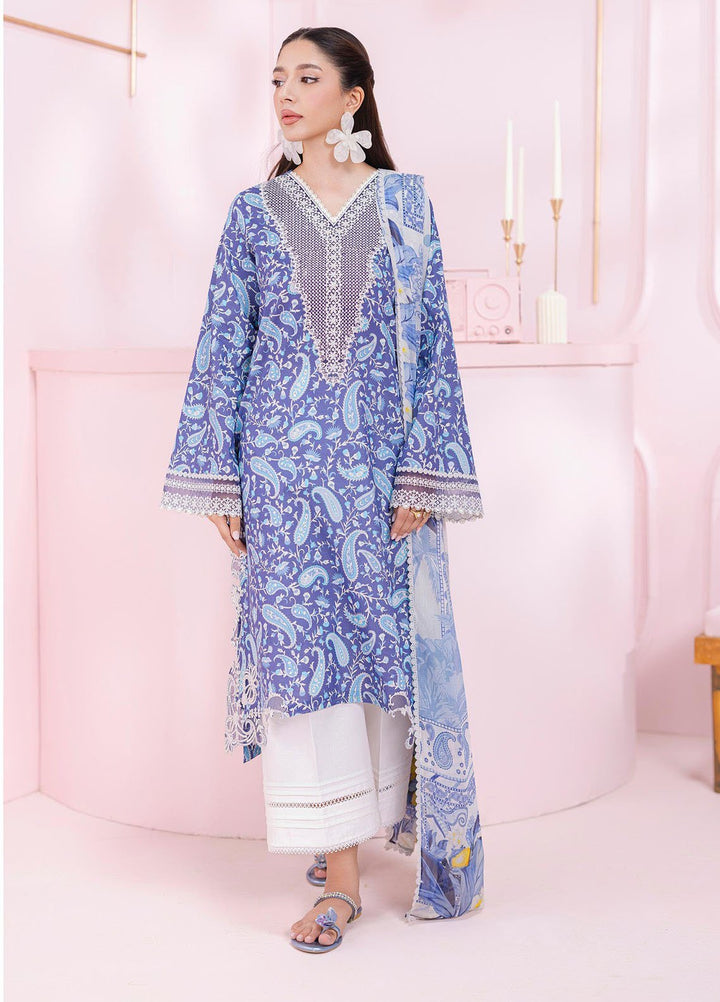 Q Prints by Qalamkar Embroidered Lawn Suits Unstitched 3 Piece QLM25QP D-10 A Riley - Summer Collection