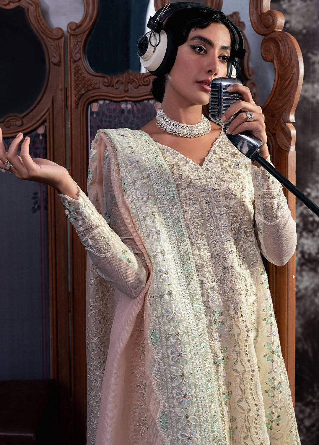 Qala By Mushq Embroidered  Suits Unstitched 4 Piece MQ23Q MCK-05 Aaila - Luxury Festive Collection