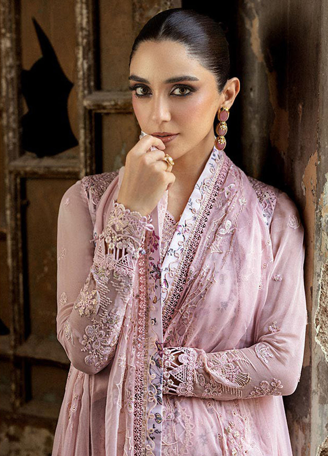 Qalamkar Embroidered Chiffon Suits Unstitched 3 Piece QLM25QC WC-05 Riona - Formals Collection