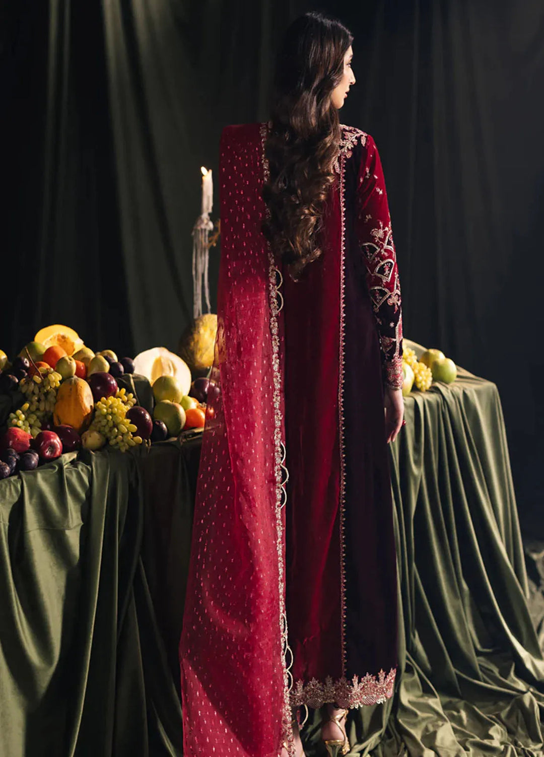 Qalamkar Embroidered Velvet Suits Unstitched 3 Piece BK-04 Kesia - Luxury Collection