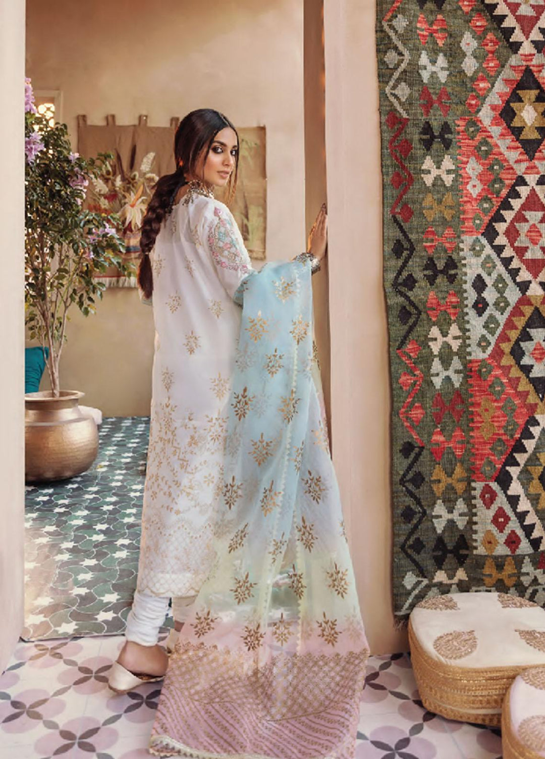 Dilara By Qalamkar Embroidered Lawn Suits Unstitched 3 Piece QLM21L 07 - Luxury Collection
