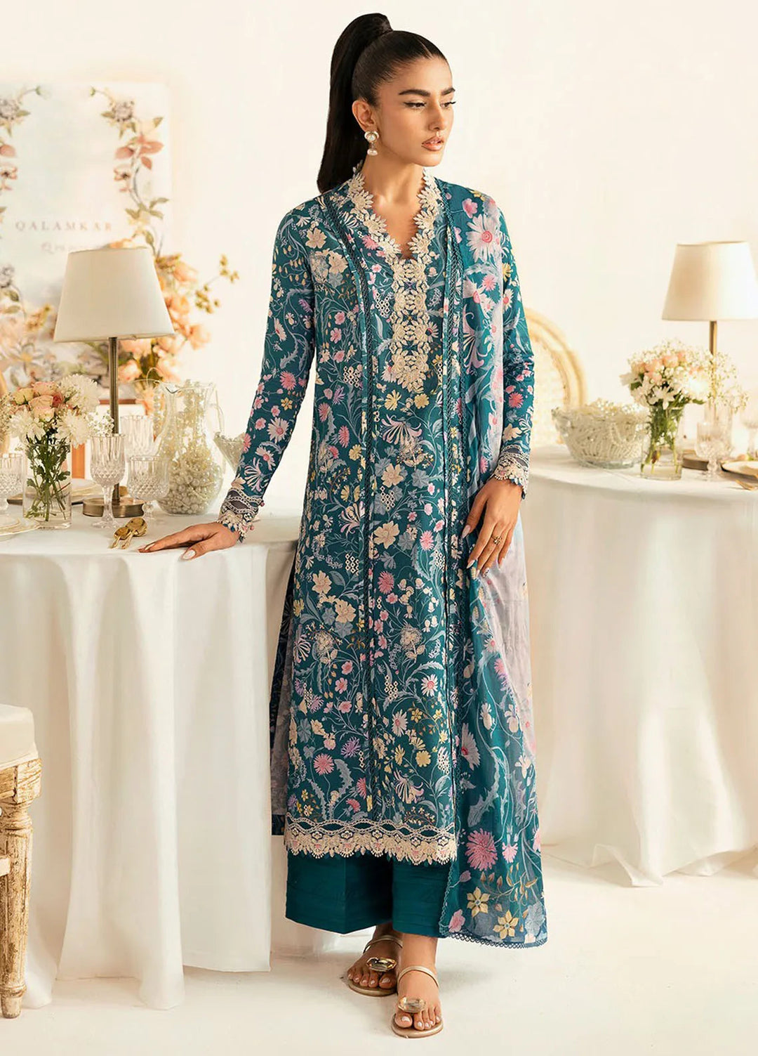 Qalamkar Printed Lawn Suits Unstitched 3 Piece QLM25UL Rhea PQ-4B - Summer Collection