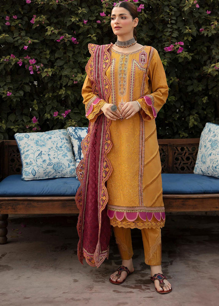 Qalamkar Embroidered Schiffli Suits Unstitched 3 Piece QLM21LN  NW-13 - Winter Collection
