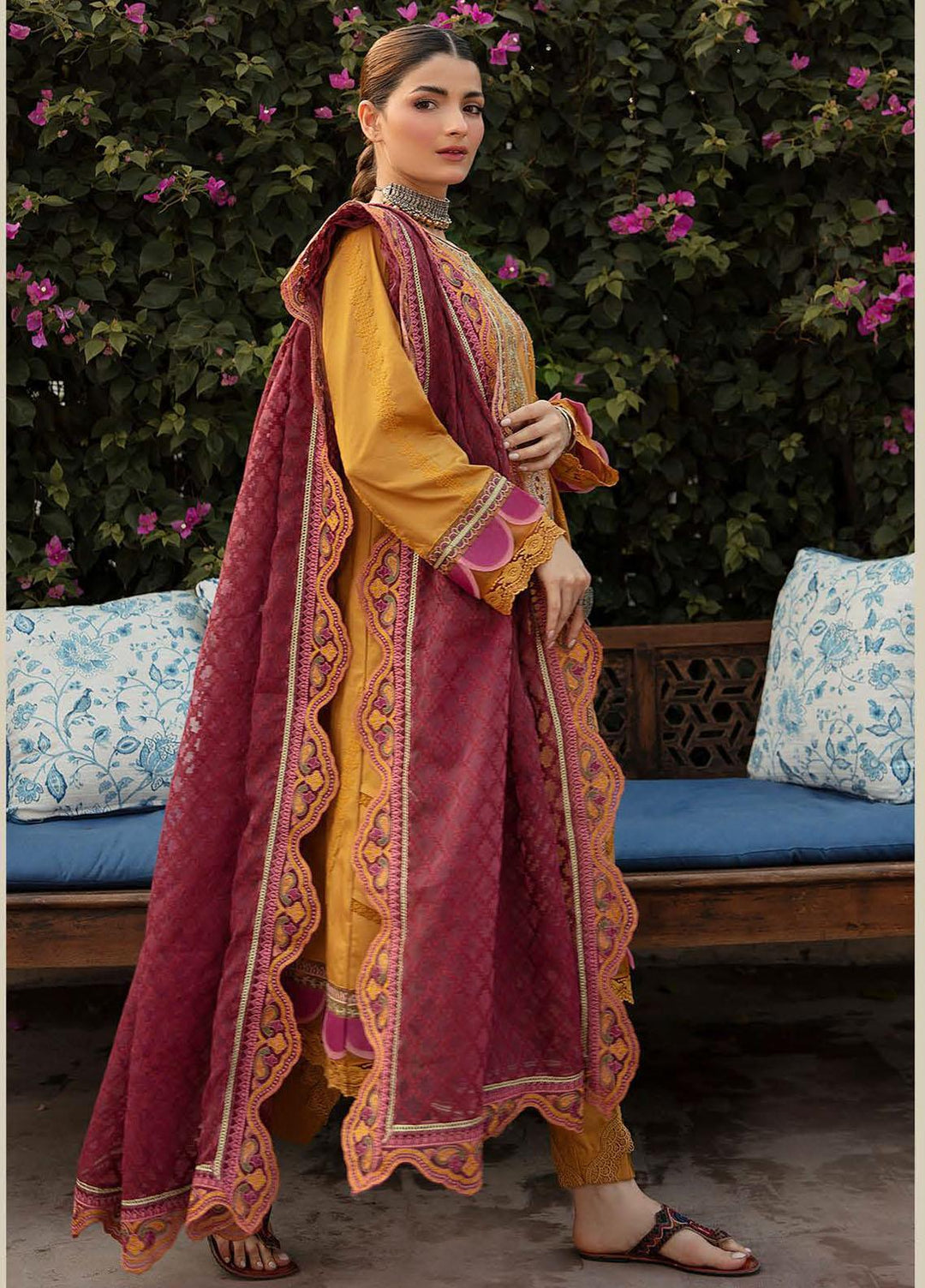 Qalamkar Embroidered Schiffli Suits Unstitched 3 Piece QLM21LN  NW-13 - Winter Collection