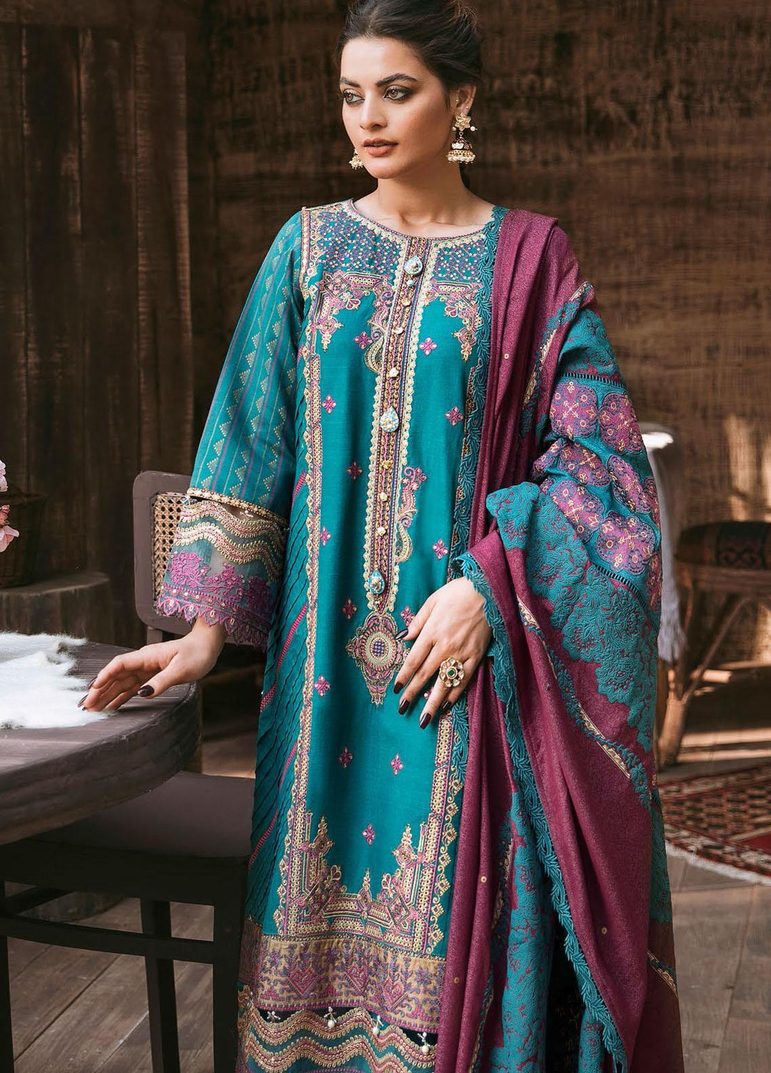 Qalamkar Embroidered Schiffli Suits Unstitched 3 Piece QLM21WS KK-01 - Winter Collection
