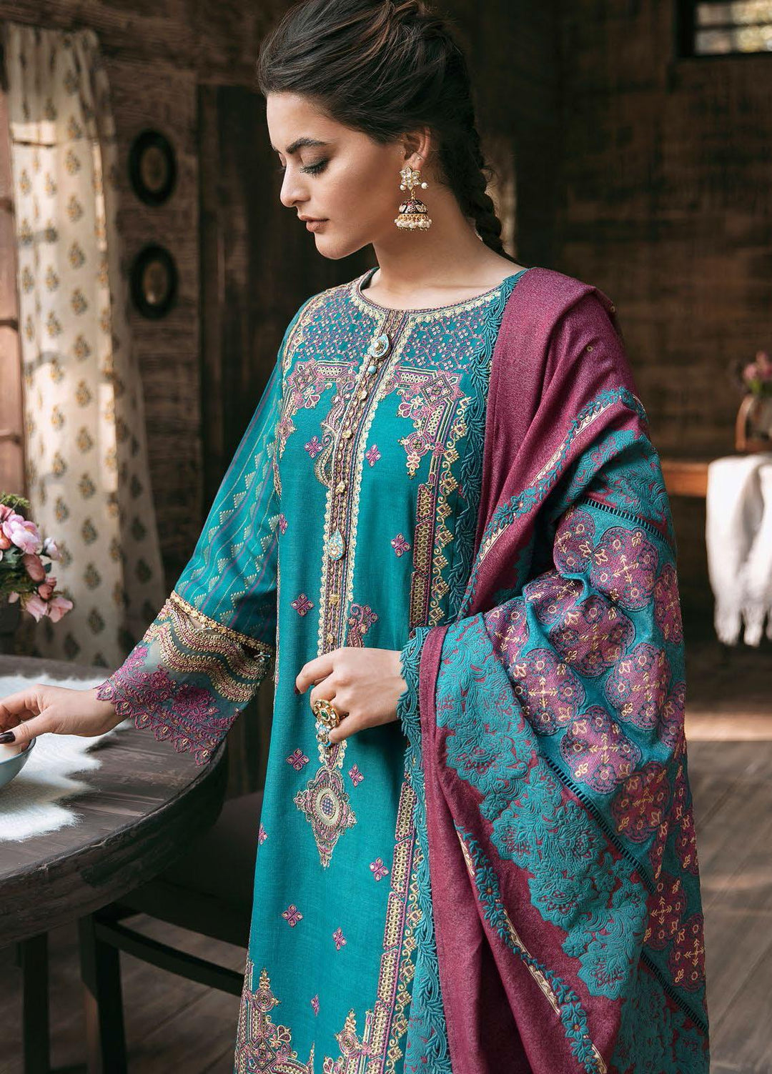 Qalamkar Embroidered Schiffli Suits Unstitched 3 Piece QLM21WS KK-01 - Winter Collection