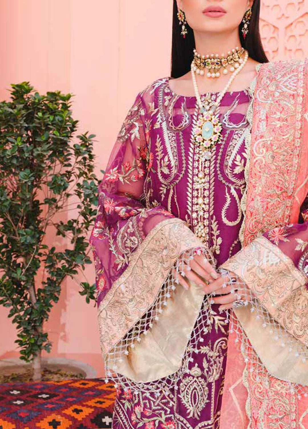 Mashq By Maryum N Maria Embroidered Chiffon Suits Unstitched 3 Piece MNM21M QFD0036 GARDEN OF EDEN - Premium Collection