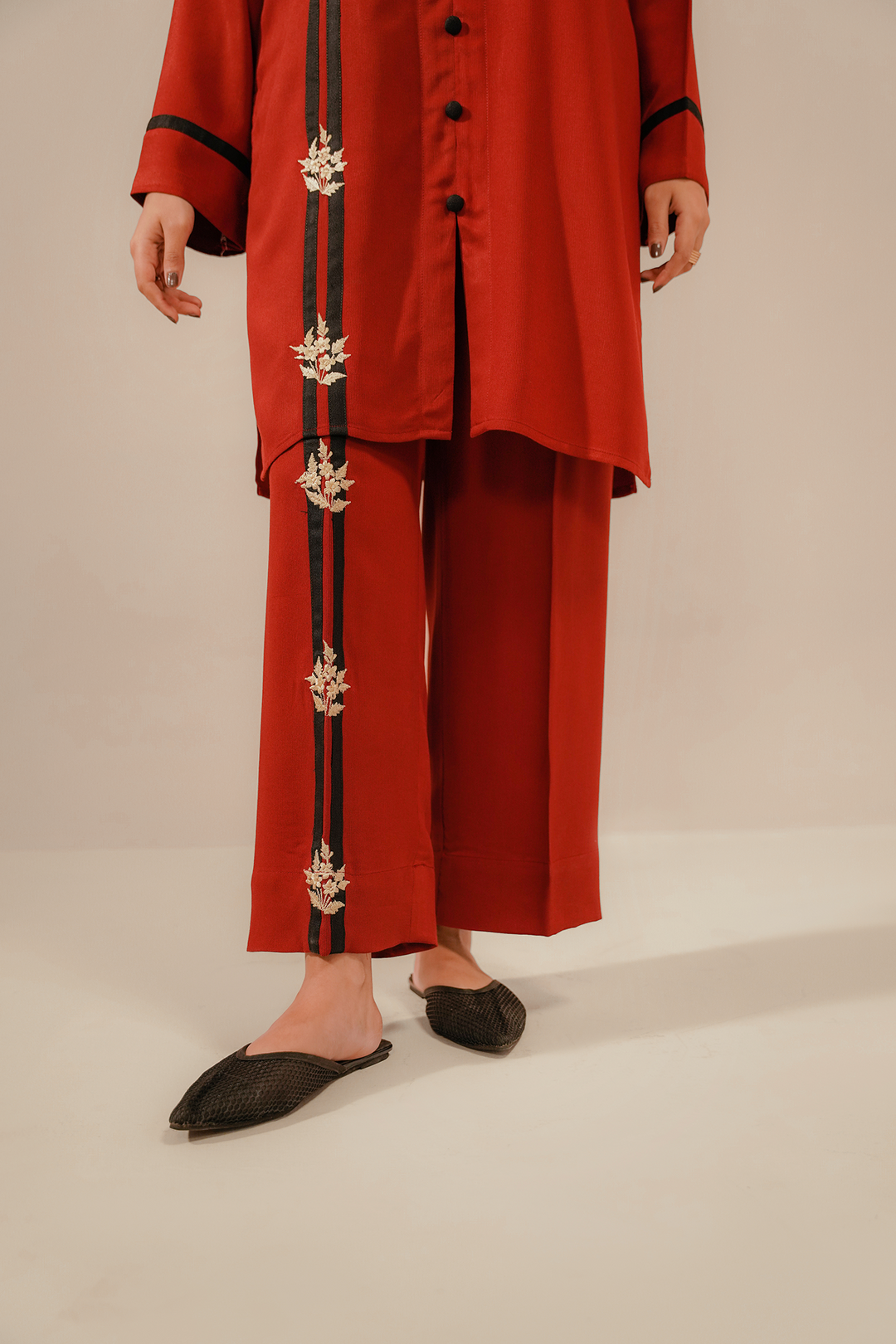 Divinely Crafted Pret Embroidered Corduroy 2 Piece Ruby