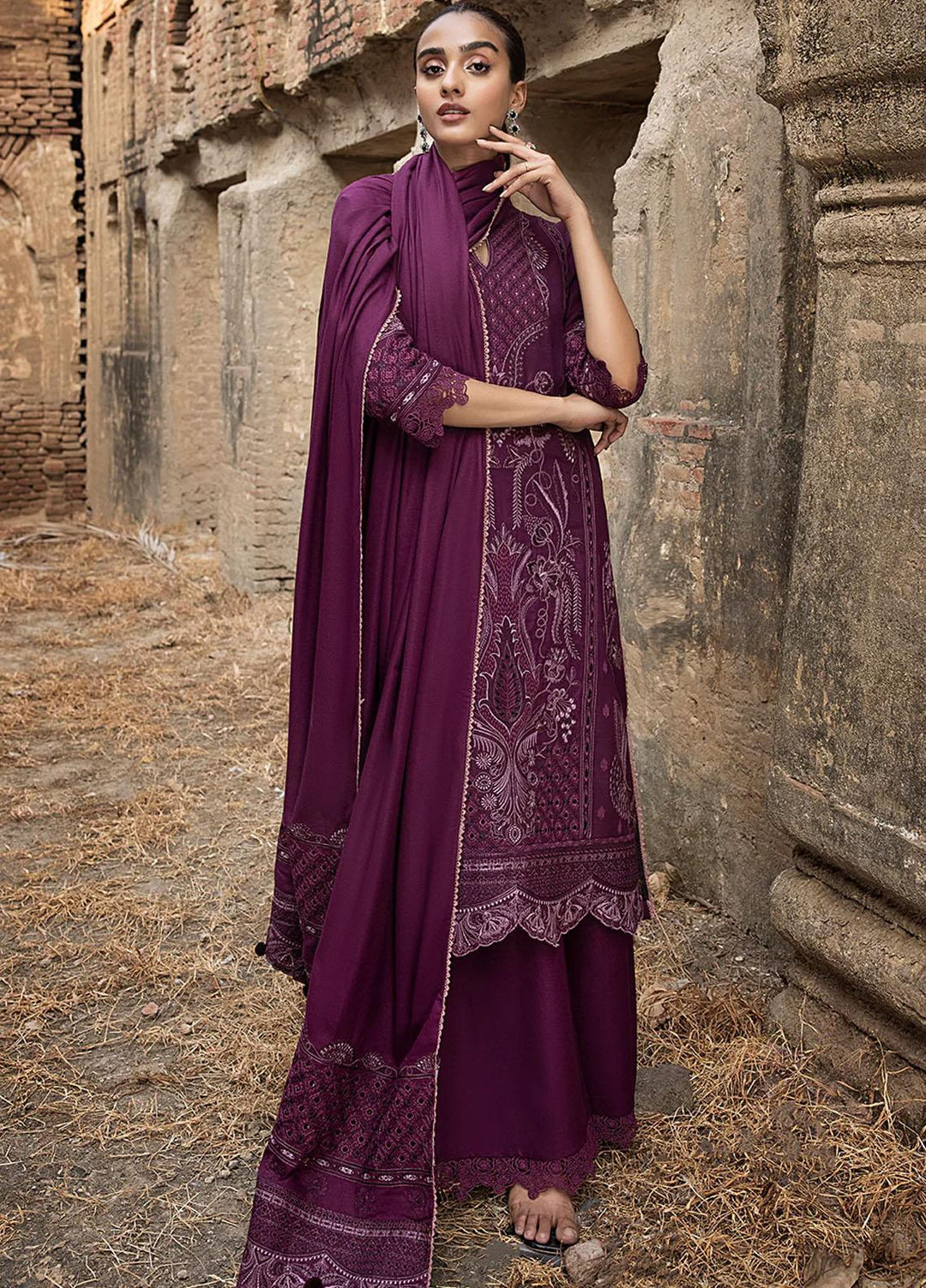 Raahi By Izel Embroidered Fiber Suits Unstitched 3 Piece IZL23RH Kaawish - Winter Collection