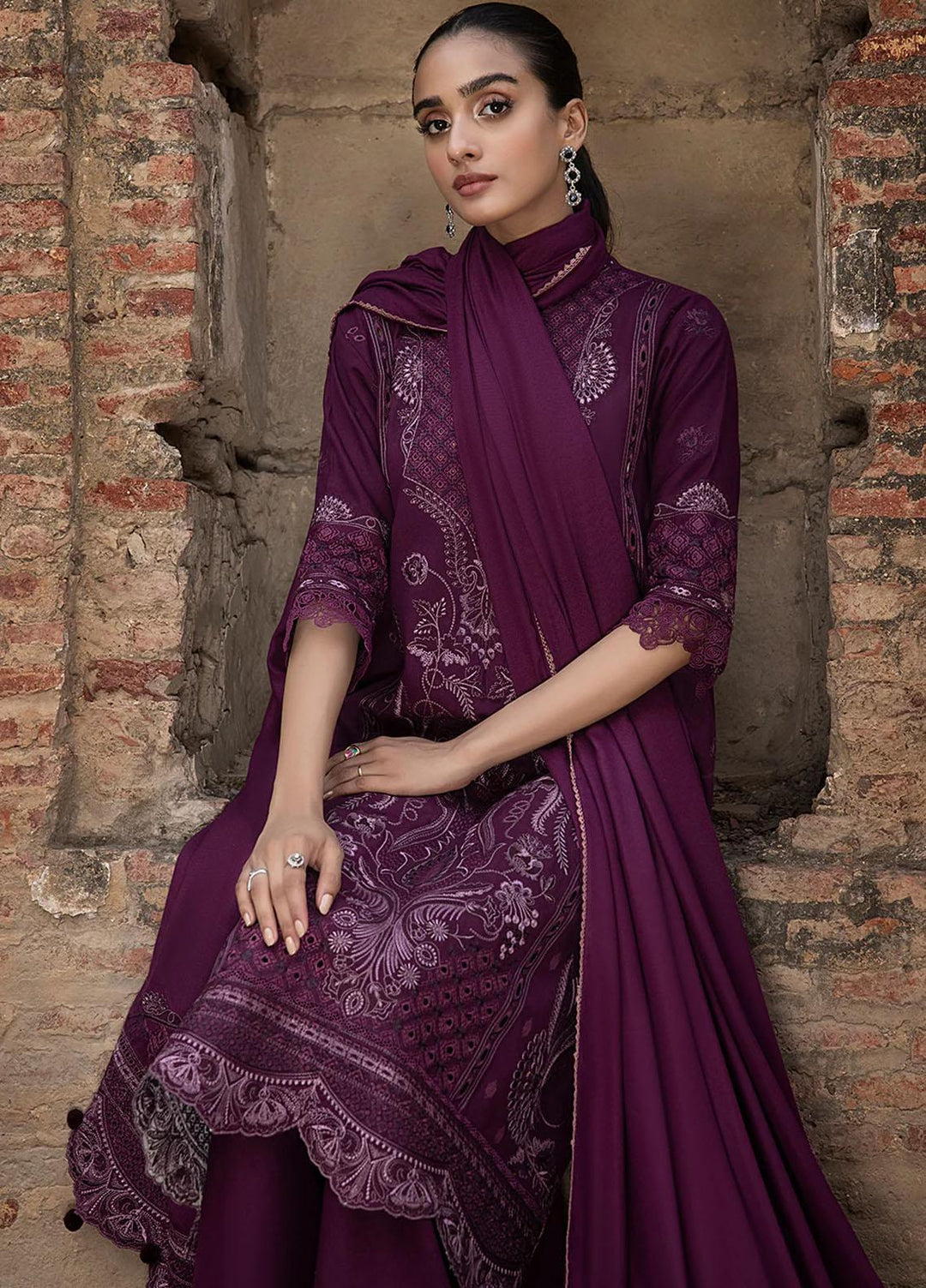 Raahi By Izel Embroidered Fiber Suits Unstitched 3 Piece IZL23RH Kaawish - Winter Collection